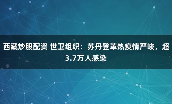西藏炒股配资 世卫组织：苏丹登革热疫情严峻，超3.7万人感染