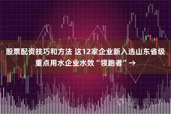 股票配资技巧和方法 这12家企业新入选山东省级重点用水企业水效“领跑者”→